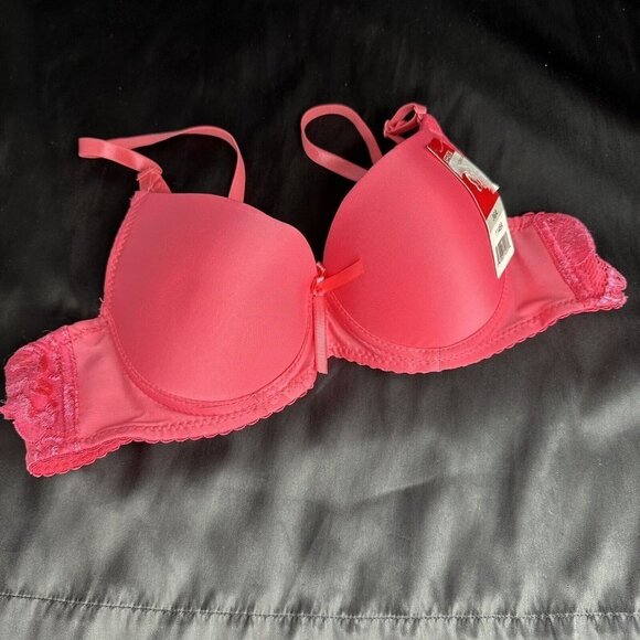 Affata Other - Affata Pink Bra Silky Lace Detail Convertible Removable Straps Push Up